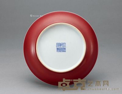 清乾隆 霁红釉盘 直径16.5cm