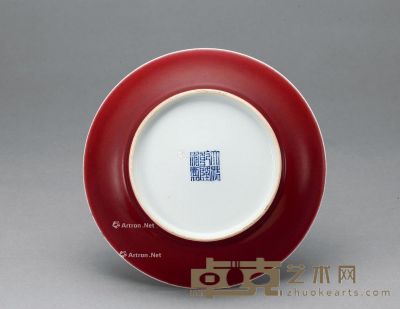 清乾隆 霁红釉盘 直径16.5cm