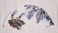张志武《紫藤双鸟图》