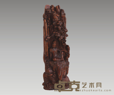 黄杨木雕自在观音 长：22.6cm