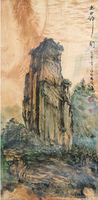 林榕 金丝楠木国画《玉女神韵》 85×44cm