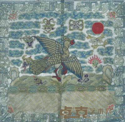 清 三品孔雀补（纳纱绣） 28.5×29cm