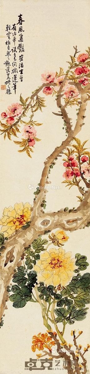 严大魁 春风集艳 131×32cm