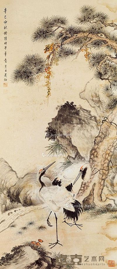 吴钰 松鹤延年 108×46cm