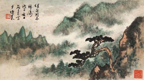俞子才 黄山松云