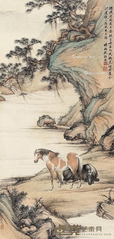 殷梓湘 郊荫散马 91×43cm