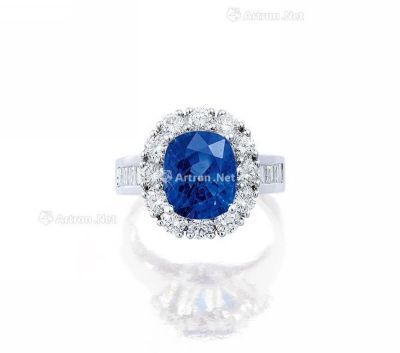 4.76克拉 天然 未经热处理「斯里兰卡」蓝宝石 配 钻石 戒指
