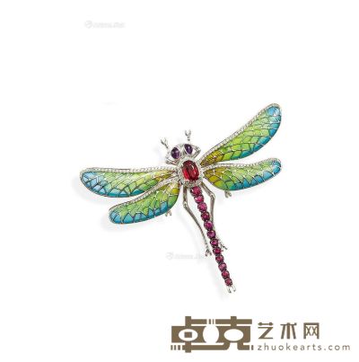 天然红宝石 配 珐琅彩「蜻蜓」胸针 