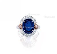 7.25克拉 天然 未经热处理「斯里兰卡」蓝宝石 配 钻石 戒指