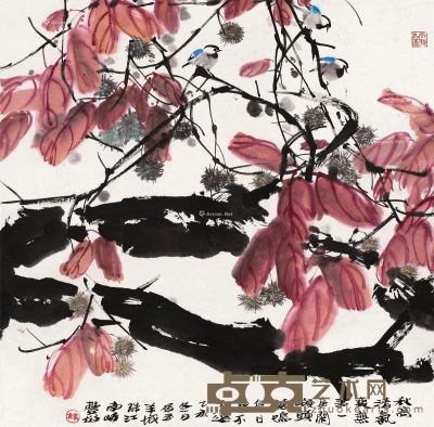 林丰俗 粟子珍禽图 68.5×69.5cm