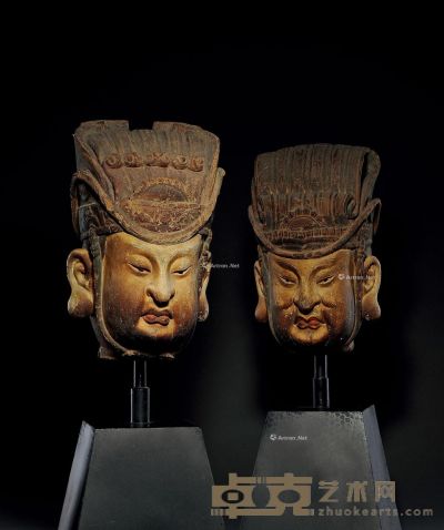 清 木雕道教神明头像 （一组） 高41cm