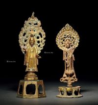 隋-唐 铜鎏金老子、观音造像 （一组）