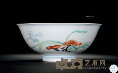 清雍正 斗彩水仙灵芝纹碗 直径14.5cm