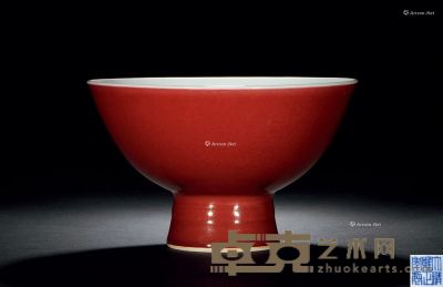 清雍正 霁红釉高足碗 直径18.5cm