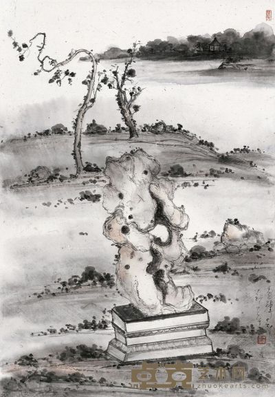 郑在东 木石图 70×52cm