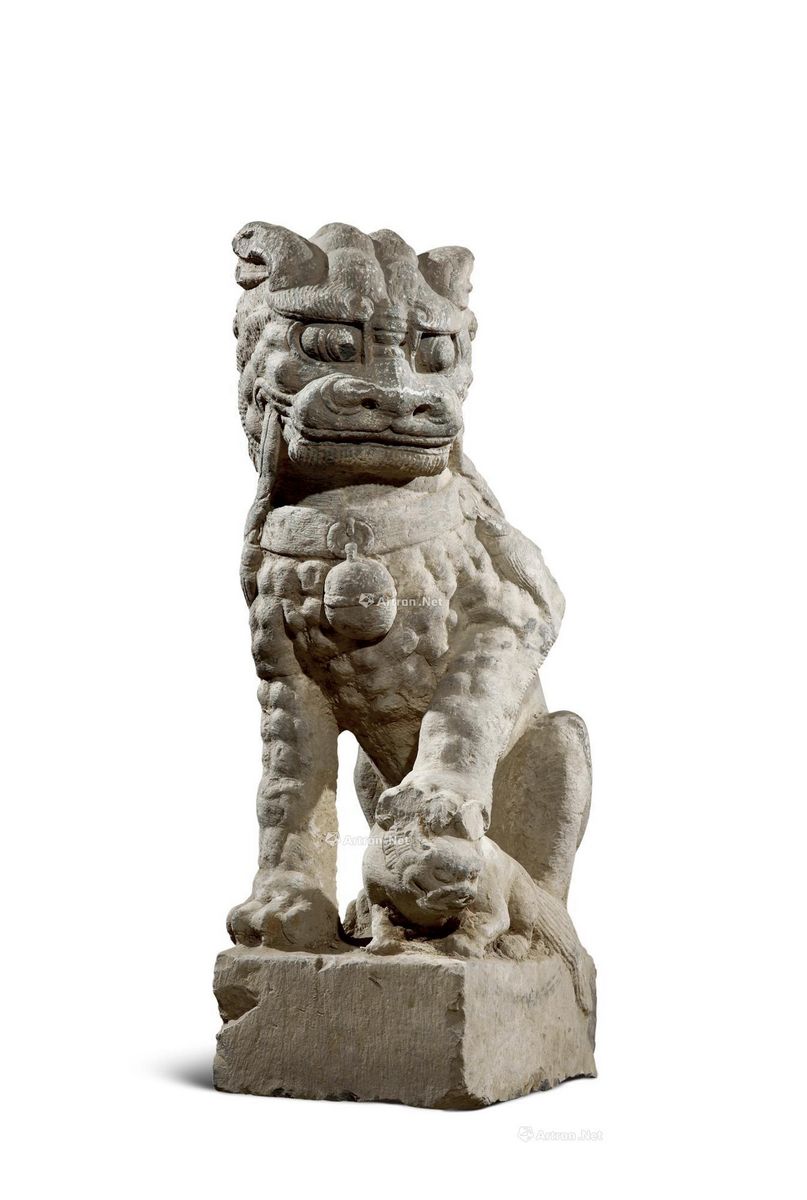 明 青石石狮 (一只) 40×64×124cm