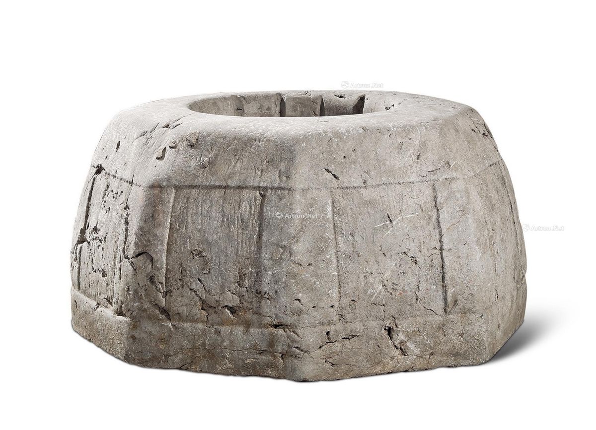 明 太湖石六面开光井圈 65×65×38cm