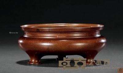 17世纪 姜子祥旧藏铜鬲式三足炉 口径13cm；高6cm；重1114g