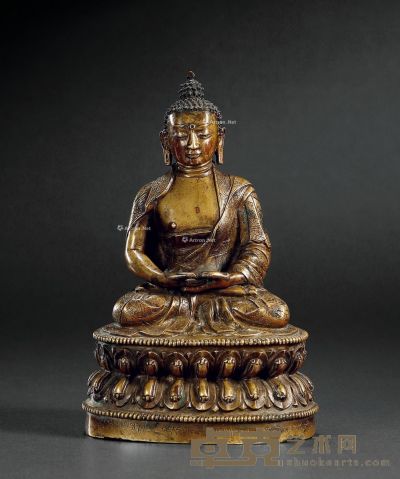 17世纪 合金铜阿弥陀佛像 高18.5cm