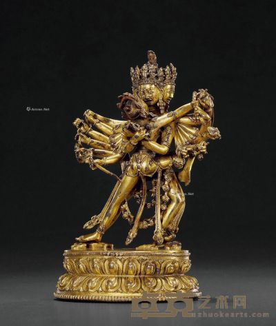 15世纪 铜鎏金胜乐金刚像 高21.5cm