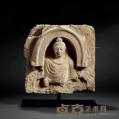 3世纪 犍陀罗灰泥释迦像 高24.5cm