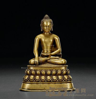 14世纪 合金铜释迦牟尼坐像 高27cm