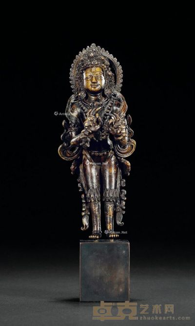 17世纪 合金铜菩萨立像 高16.5cm