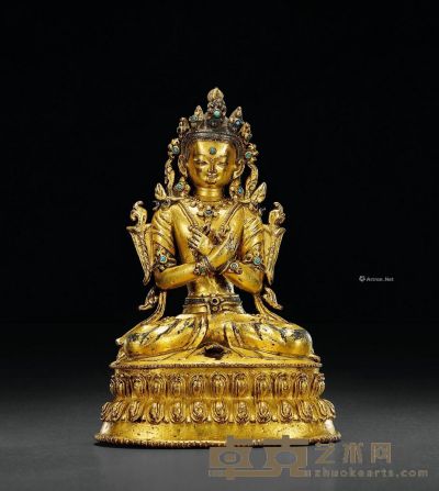 16世纪 铜鎏金金刚菩萨坐像 高17cm