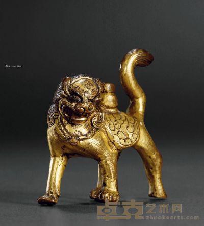 元 铜鎏金狮子像 高6.6cm