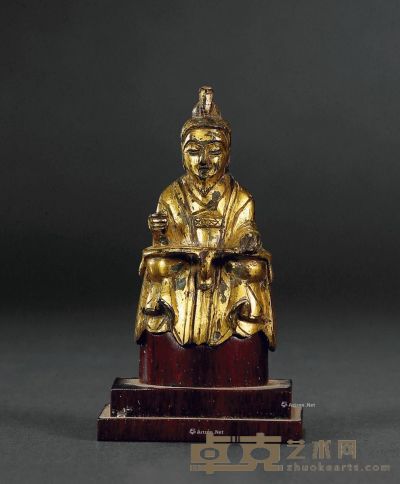 唐 铸铜鎏金老子坐像 高7.5cm