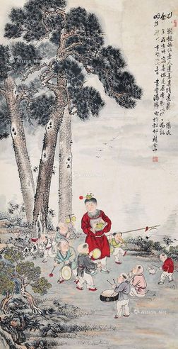 潘锦 古木幽趣图