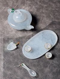“欢聚”天然缅甸冰种翡翠茶具套组