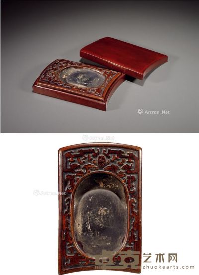 清 夔龙纹釉陶砚 16.9×11×2.2cm