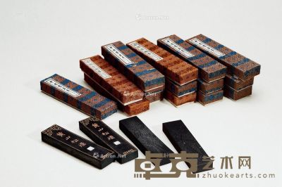 80年代上海墨厂制黄山松烟墨 （十五锭） 15.2×3.8×1.6cm×15；每锭重约140g