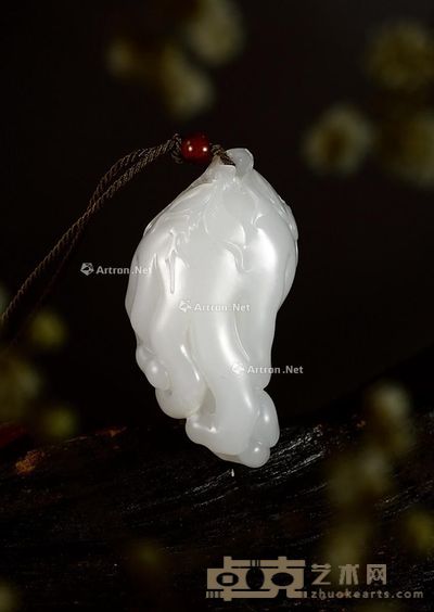 瞿利军 福寿 白玉挂件 58×26×19mm;重量48.6g