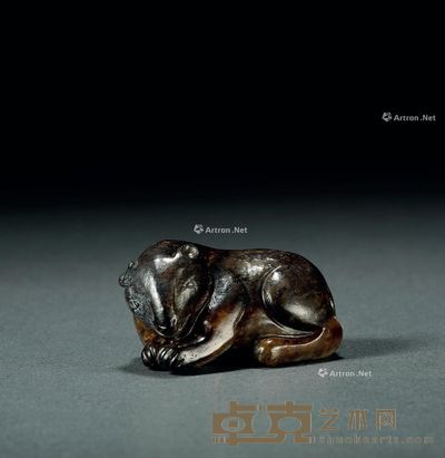 明 带沁玉雕熊把件 高3.2cm