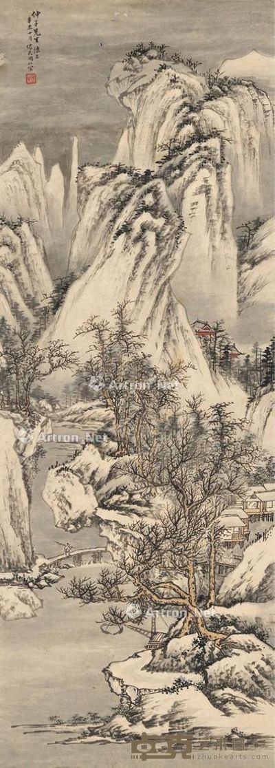 周怀民 雪山暮归图 94×33.5cm