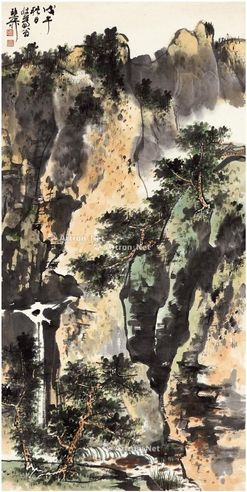 谢稚柳 青崖飞瀑图