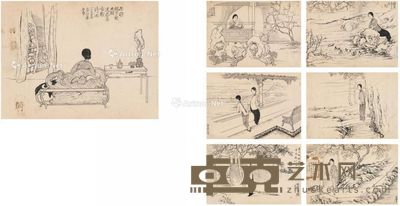 沈泊尘 美人图 32.5×24.5cm;35×24.5cm×3;39×24.5cm;38×25.5c