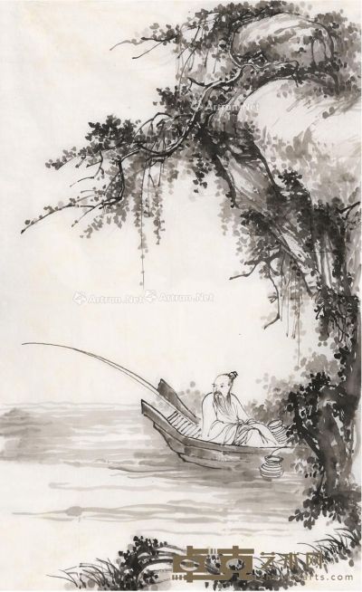 刘海粟 山涧渔隐图 96×58.5cm
