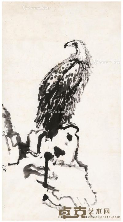 刘海粟 鹰石图 150×80cm