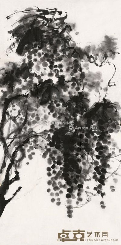 刘海粟 墨葡萄 134×66cm