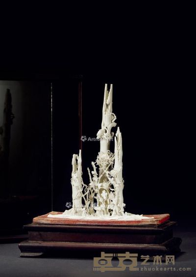 清·白瓷雕“玉堂富贵”图摆件 高21cm