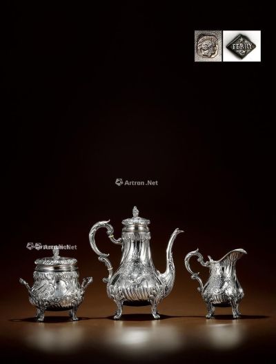 1880年制 费里（FERRY）纯银咖啡茶具 （三件套）