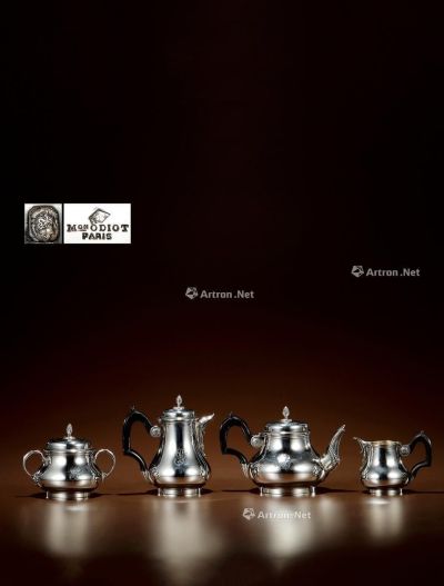 1906年制 奥迪欧（Odiot）纯银咖啡茶具 （四件套）