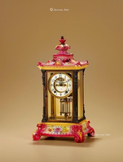 19世纪制 粉彩珐琅瓷钟