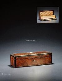 1900年制 胡桃木珍贵材质镶嵌首饰盒
