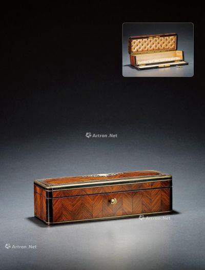 1900年制 胡桃木珍贵材质镶嵌首饰盒