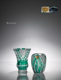 19世纪制 圣朗博限量版绿色水晶花瓶 （一对）