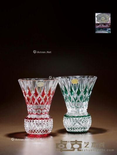 19世纪制 圣朗博水晶花瓶 （一对） 高27.8cm；直径25cm